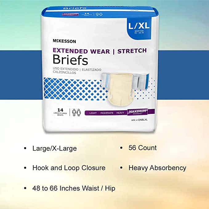 McKesson Extended Wear Stretch Adult Diapers with Tabs, Maximum