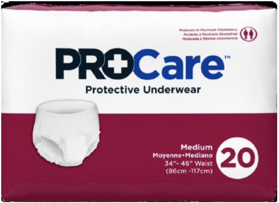 ProCare Protective Pull-Up Underwear, Medium (34-36"), CRU-512-BG20, Medium (34-36"), Pack of 20