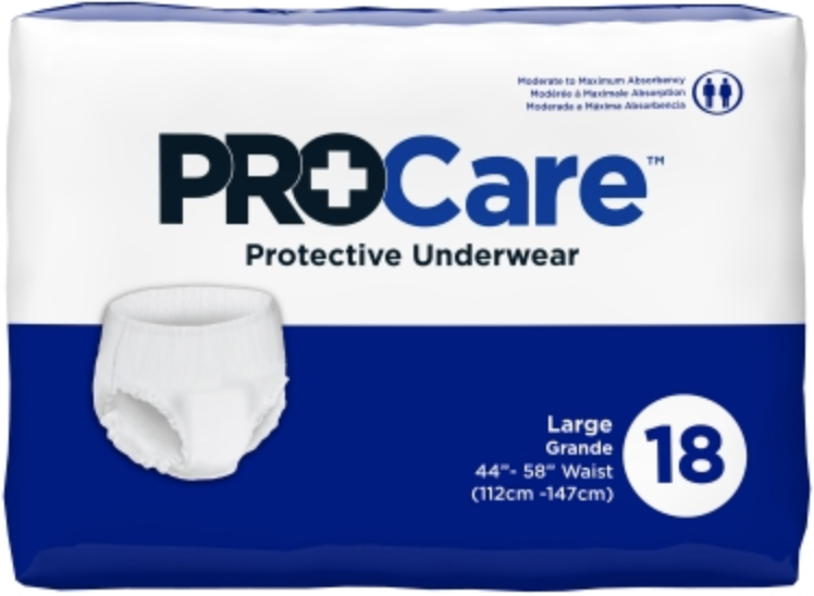 ProCare Protective Pull-Up Underwear, CRU-513-BG18, Large (44-58"), Pack of 18