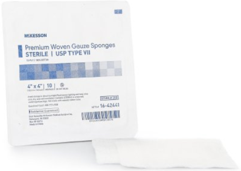 McKesson USP Type VII Cotton 12-Ply Gauze Sponge, Sterile