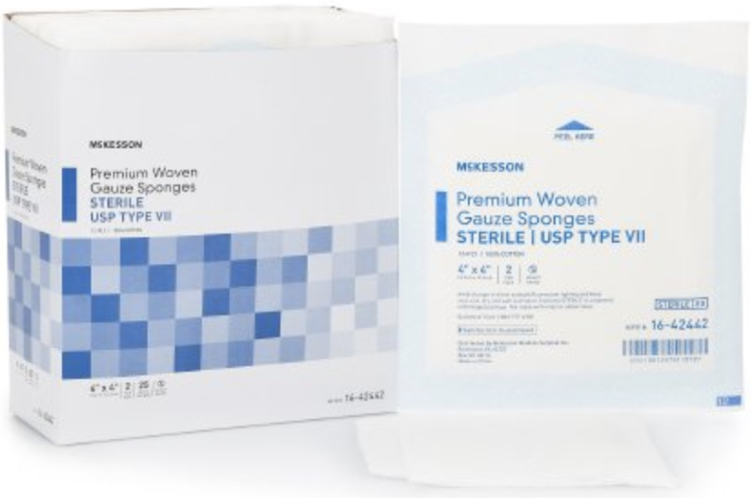 McKesson USP Type VII Cotton 12-Ply Gauze Sponge, Sterile