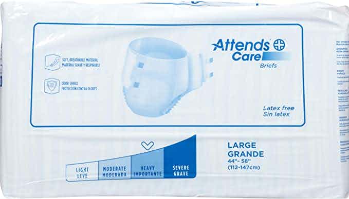 Attends Care Poly Adult Diapers, Heavy, BR20-BG24, Medium 32-44", Pack of 24