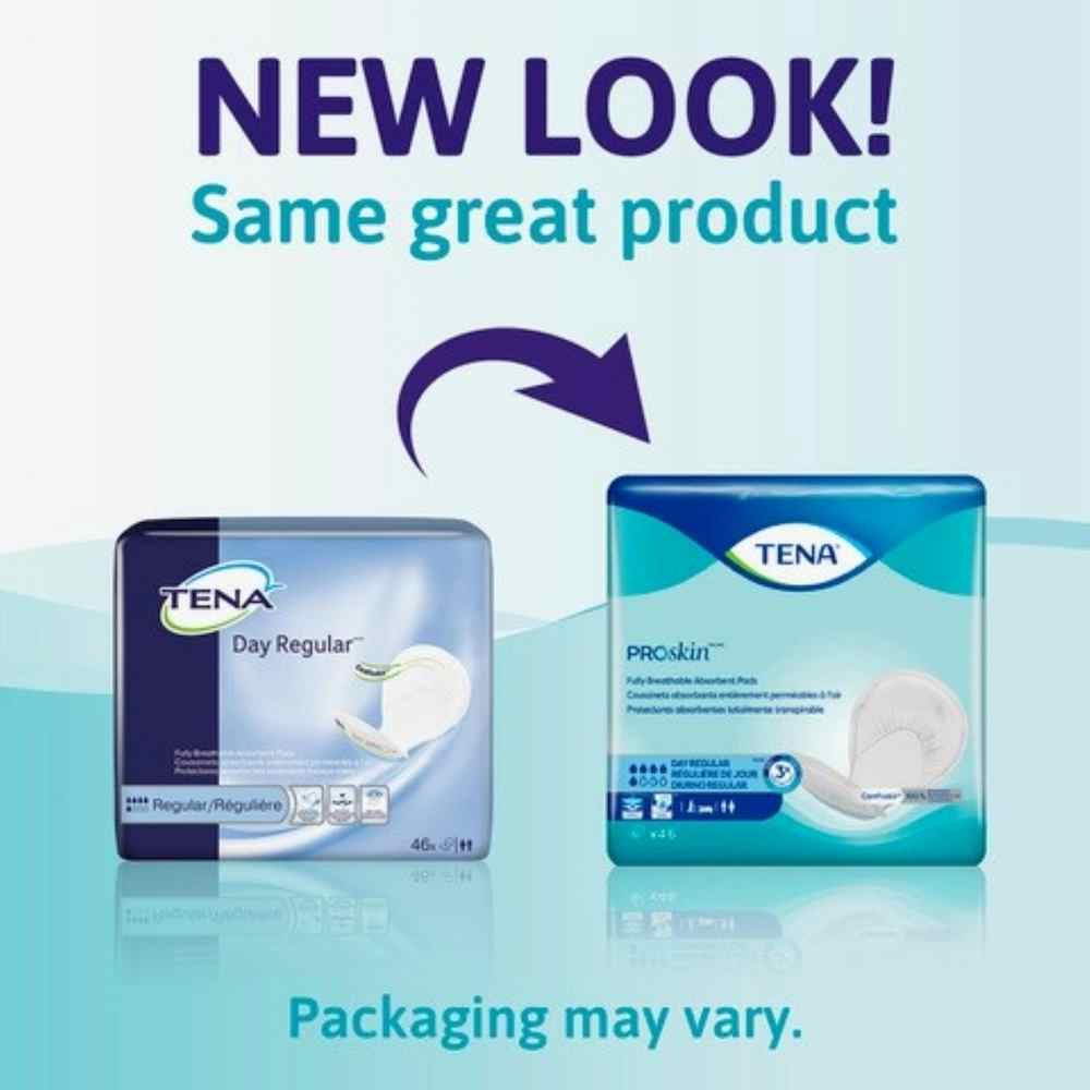 TENA Day Regular 2 Piece Heavy Incontinence Pad, Moderate Absorbency, 	62418-PK46, NEW LOOK
