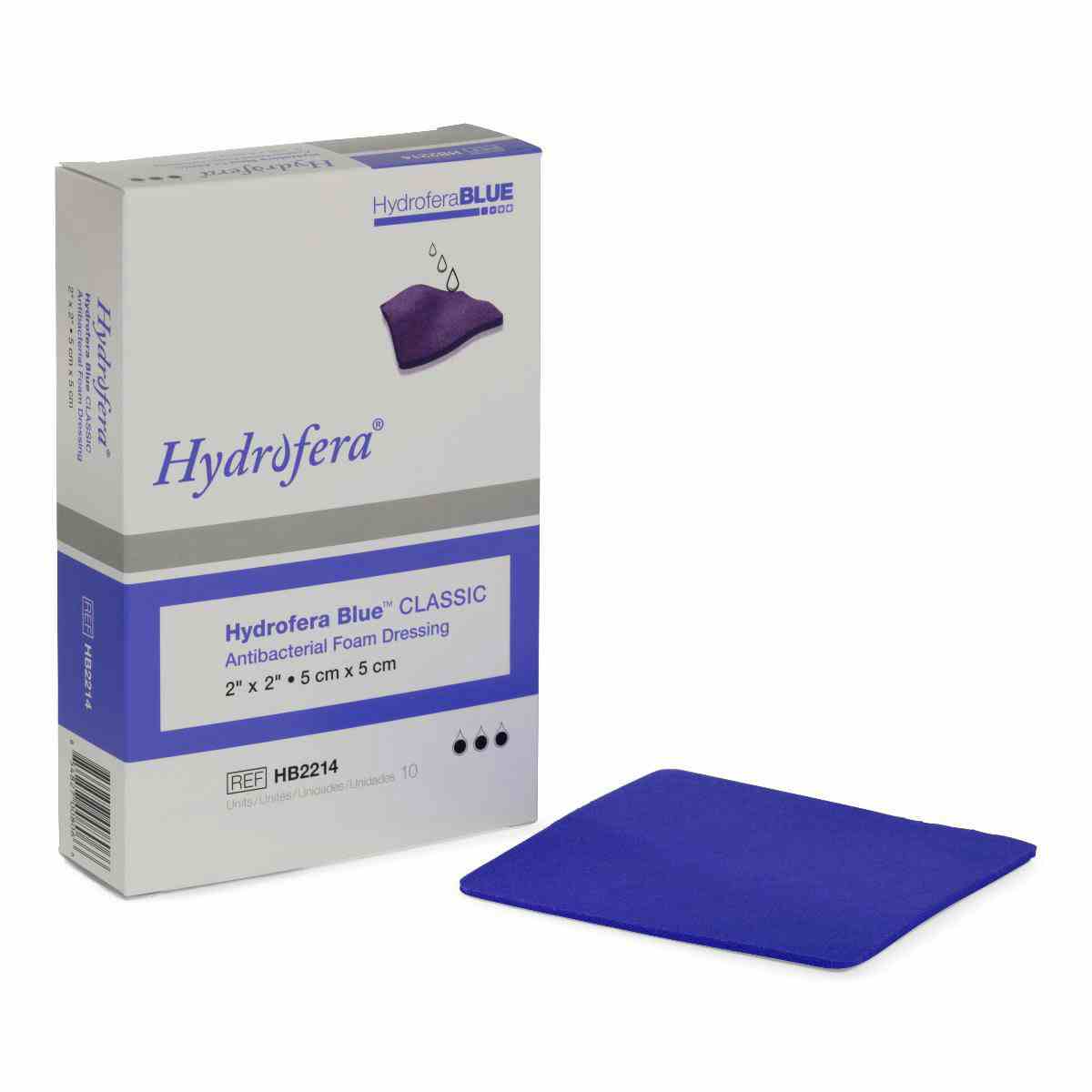 Hydrofera Blue Antimicrobial Foam Dressing, HB2214, 2"X 2", BX10