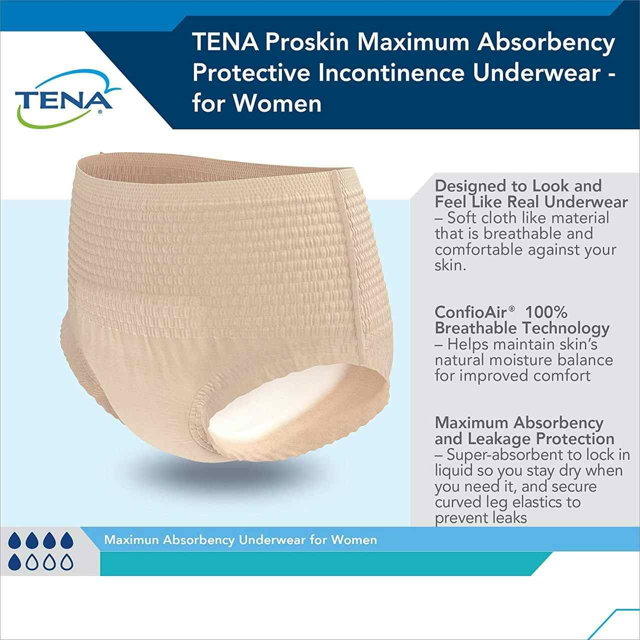 TENA ProSkin Protective Incontinence Underwear for Women, Maximum Absorbency