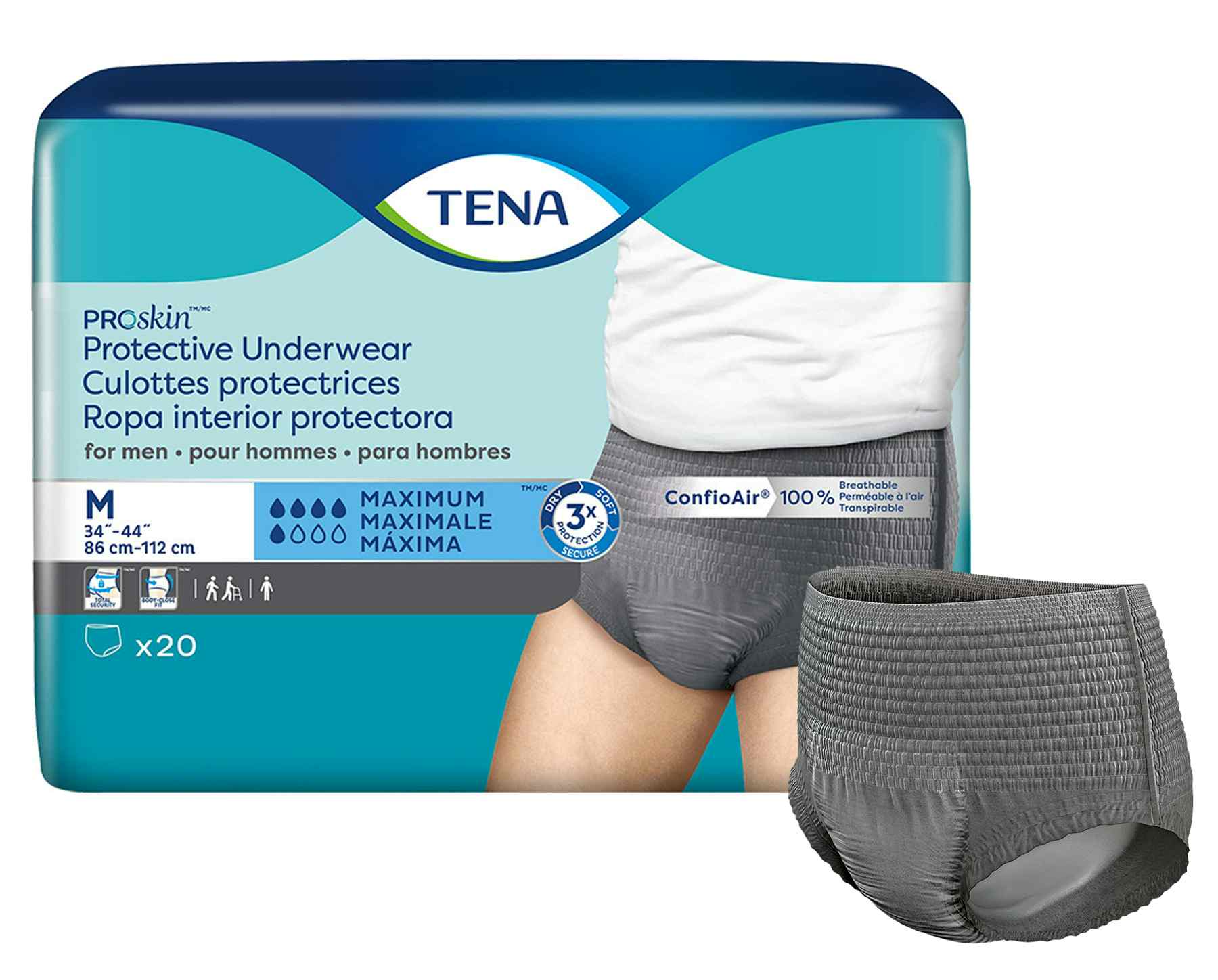 TENA ProSkin Protective Incontinence Underwear for Men, Maximum Absorbency