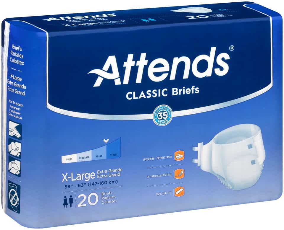 Attends Classic Adult Diaper with Tabs, Severe