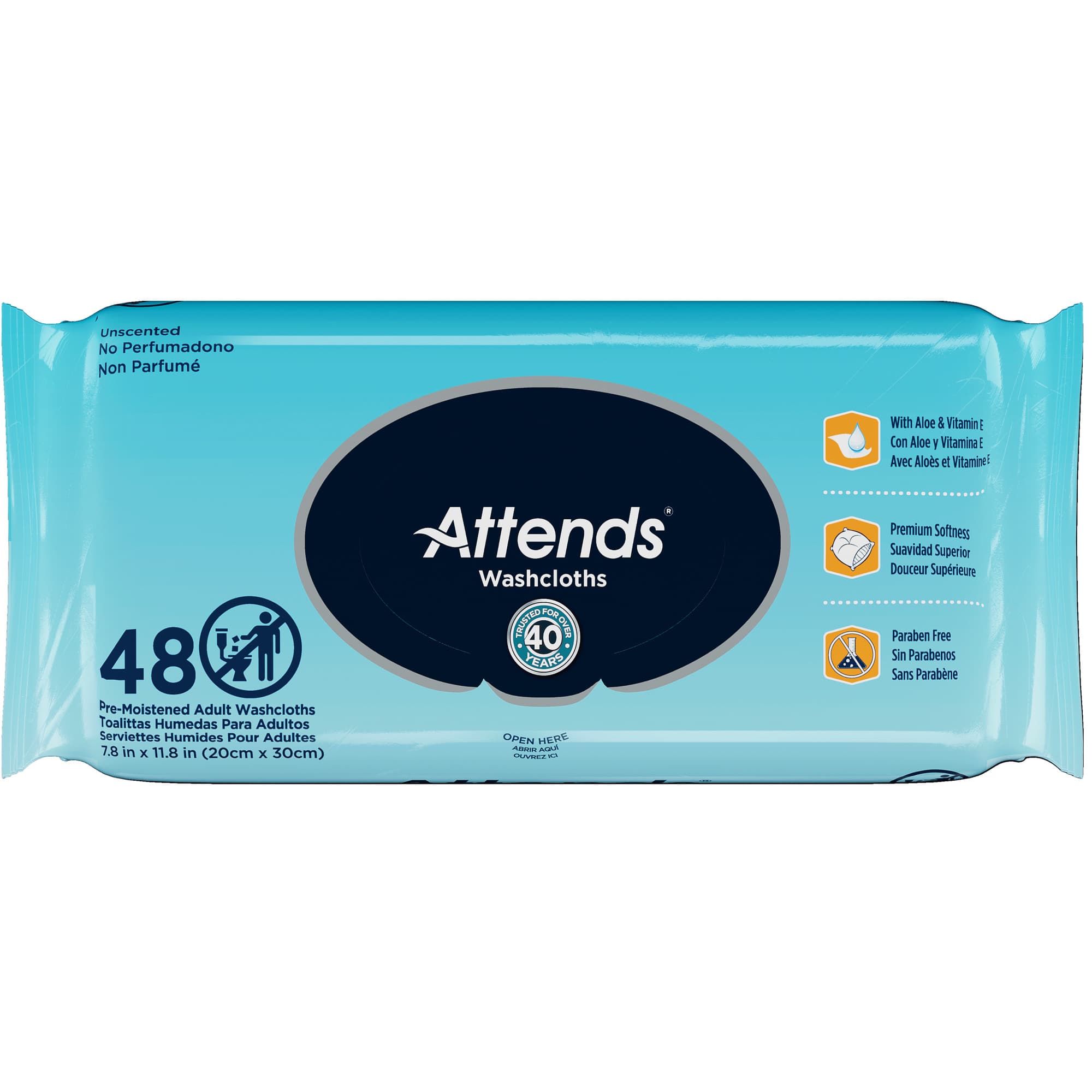 Attends Personal Wipes with Aloe, Unscented