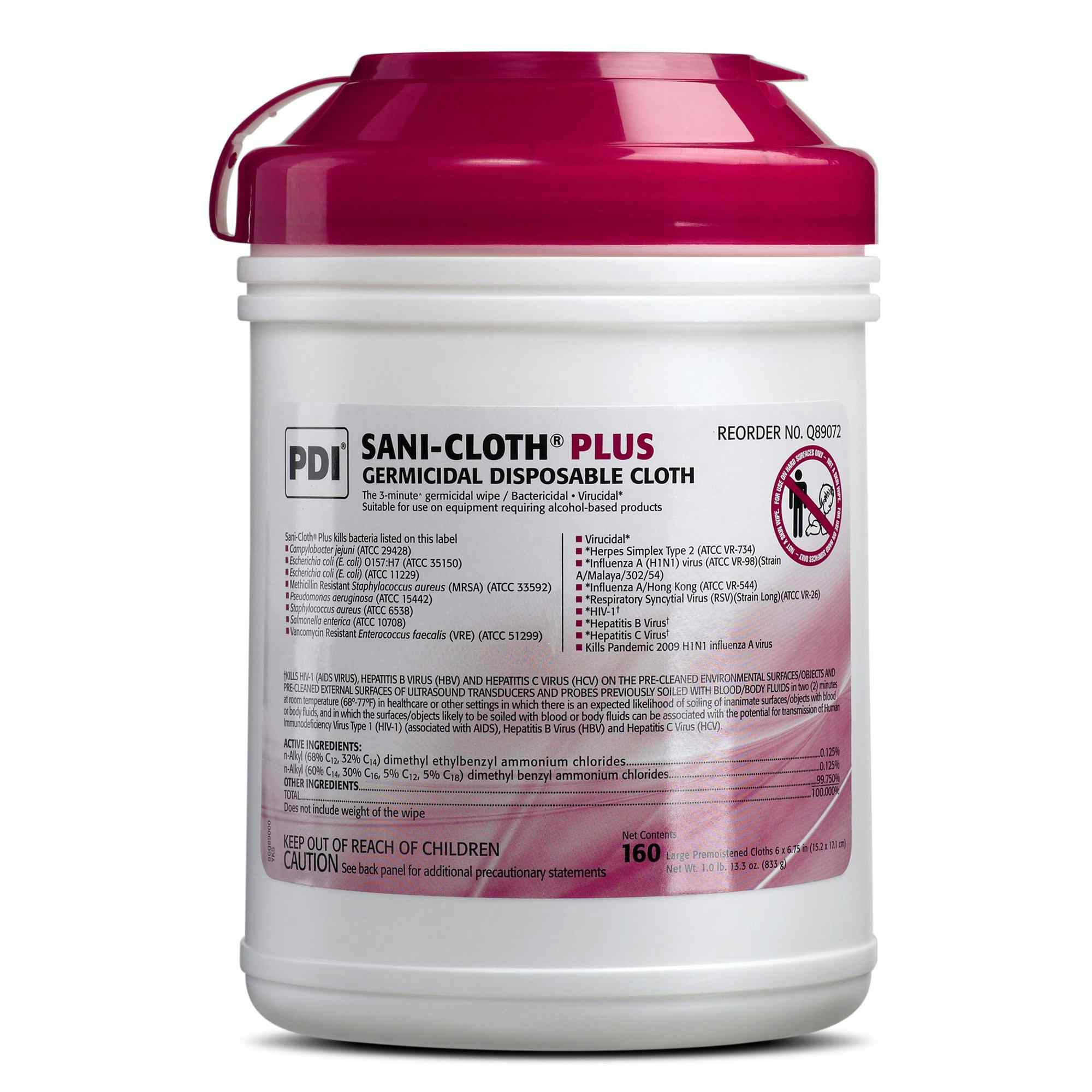 Sani-Cloth Plus Surface Disinfectant , Q89072-BX160, 1 Canister