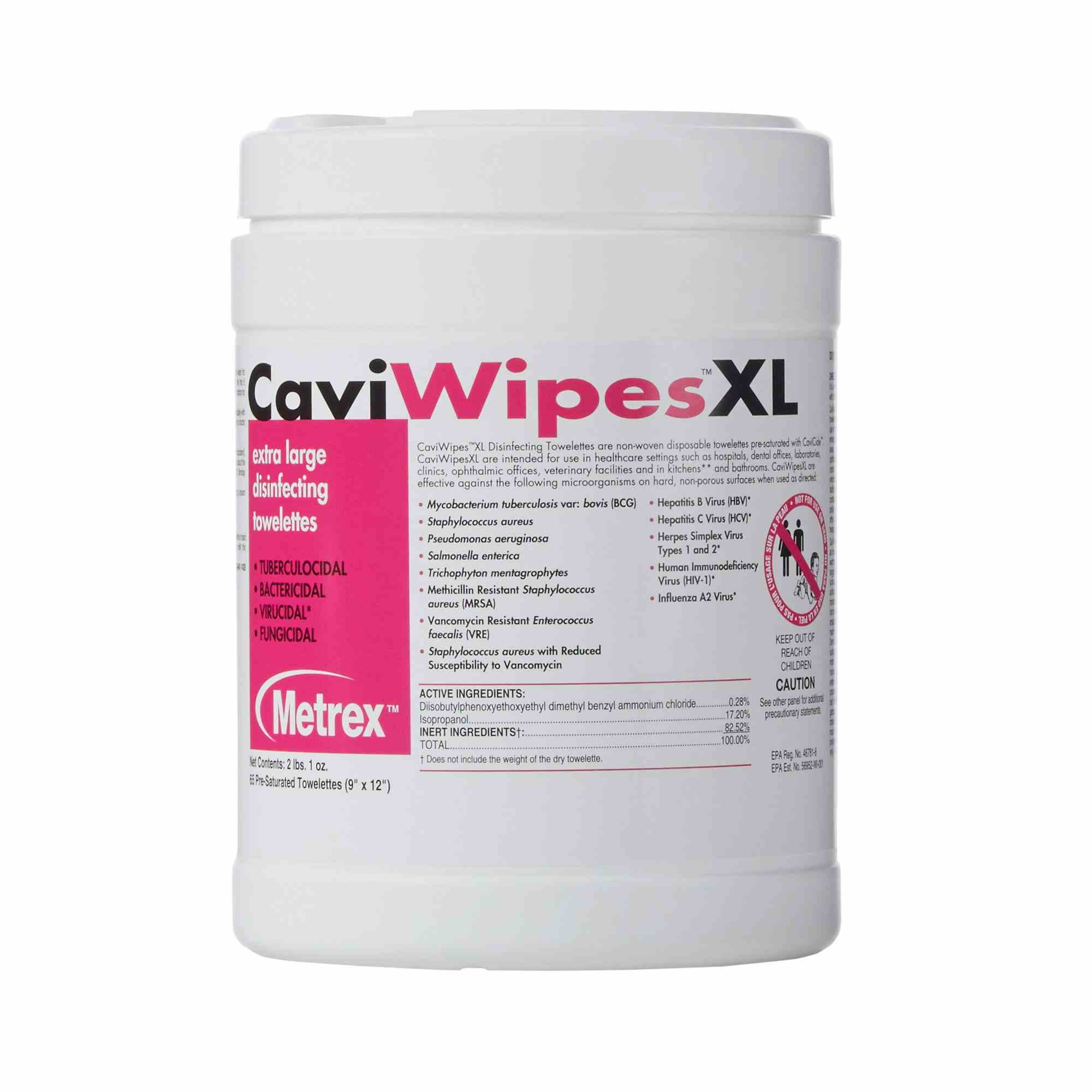 CaviWipes Surface Disinfectant Wipes XL, 13-1150-CN1, 1 Canister