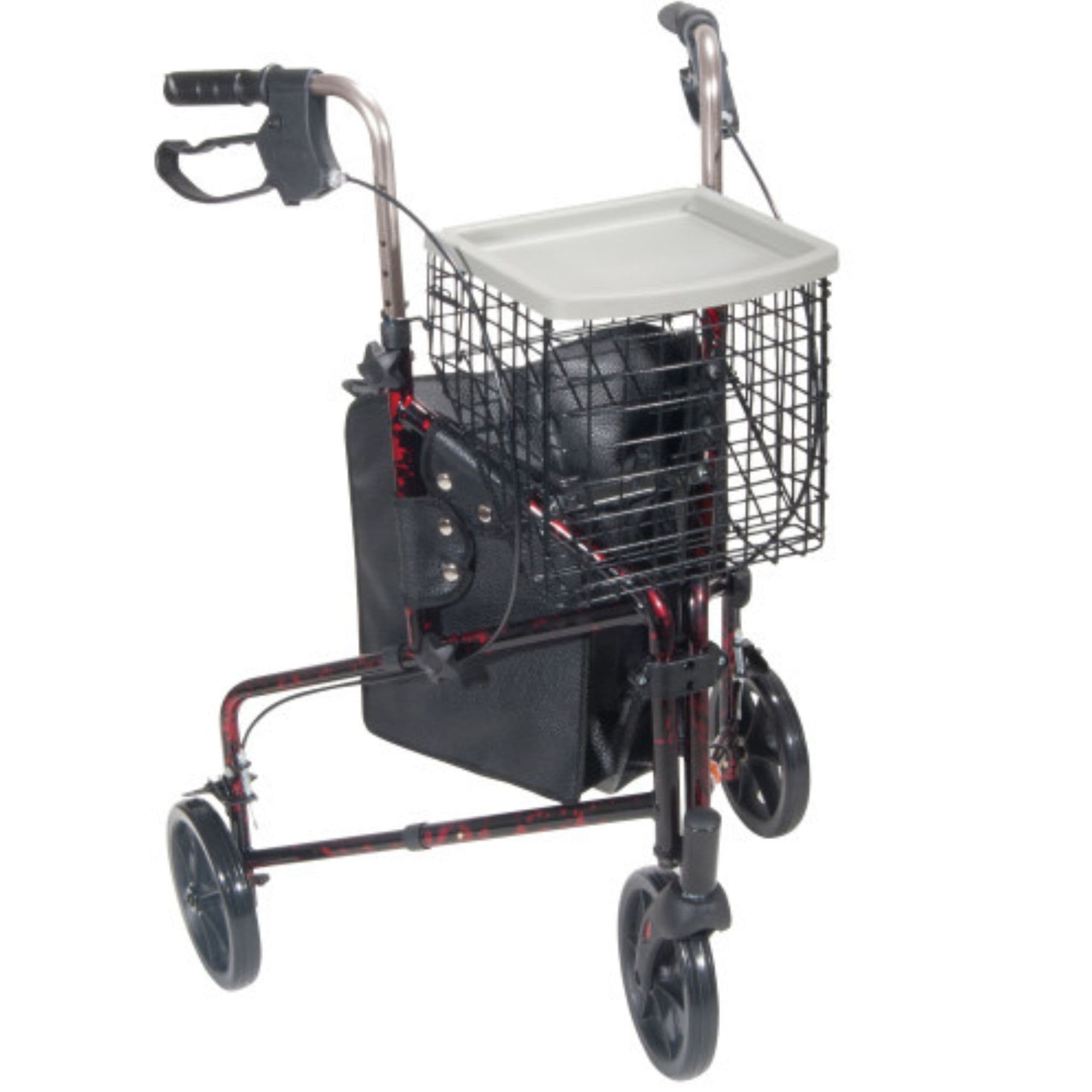Drive Deluxe 3 Wheel Red Folding Rollator with Basket, 10289RD-EA1, 1 Rollator