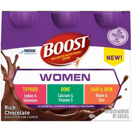 Package of Rich Chocolate Boost Women Ready to Use Oral Supplement