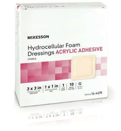 Package of 3 X 3 McKesson Hydrocellular Foam Dressings Acrylic Adhesive