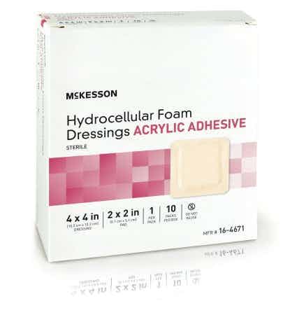 Package of 4 X 4 McKesson Hydrocellular Foam Dressings Acrylic Adhesive