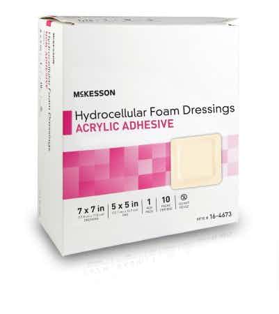 Package of 7 X 7 McKesson Hydrocellular Foam Dressings Acrylic Adhesive