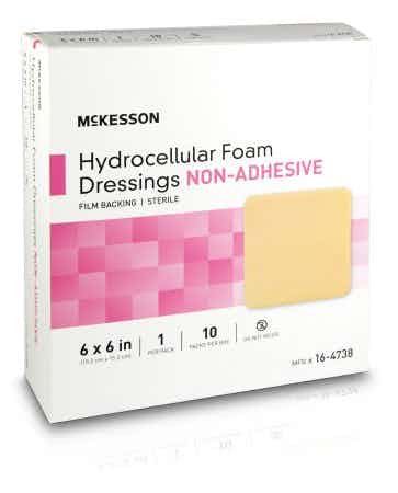 Package of 6 X 6 McKesson Hydrocellular Foam Dressings Non-Adhesive