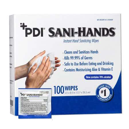 Package of Sani-Hands Hand Sanitizing Alcohol Wipe