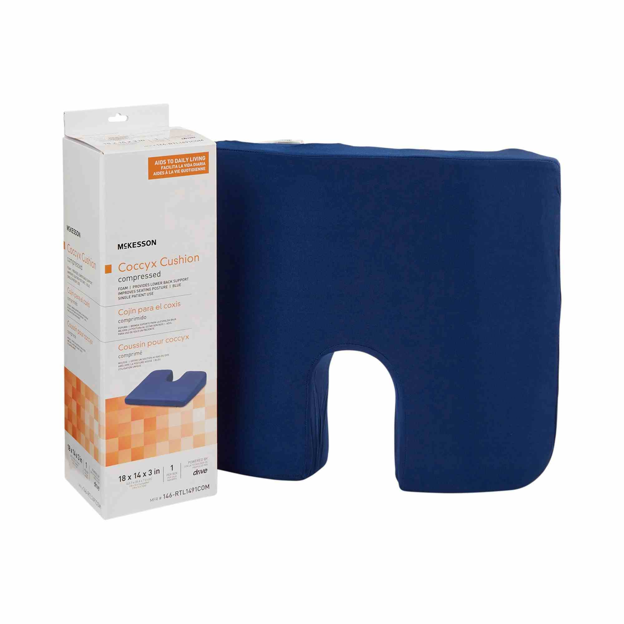McKesson Foam Coccyx Support Seat Cushion, 146-RTL1491COM,  18 in x 14 in x 3 in - Case of 4