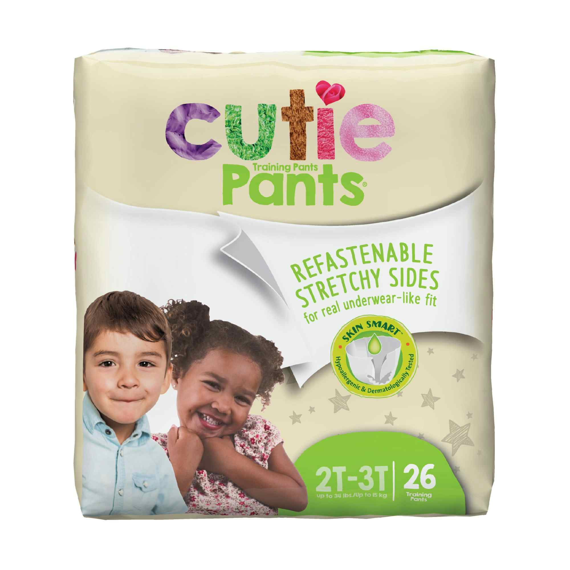 Cutie Pants Toddler Disposable Training Pants Pull ups, Heavy, WP7001/1, Size 2T-3T Up to 34 lbs - Case of 104