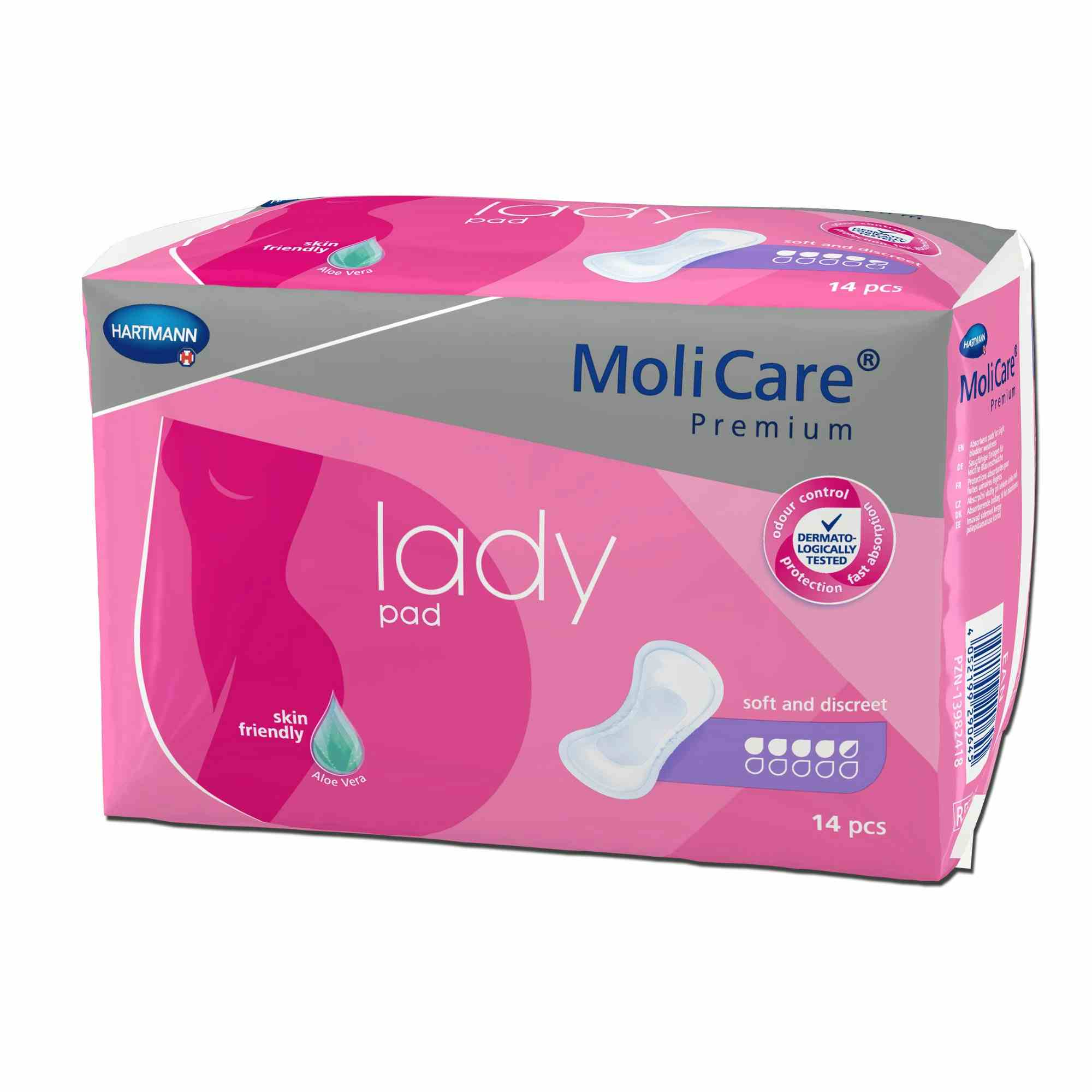 MoliCare Premium Adult Female Disposable Bladder Control Pad, Moderate, 168654, One Size Fits 4.5 Drops - Bag of 14