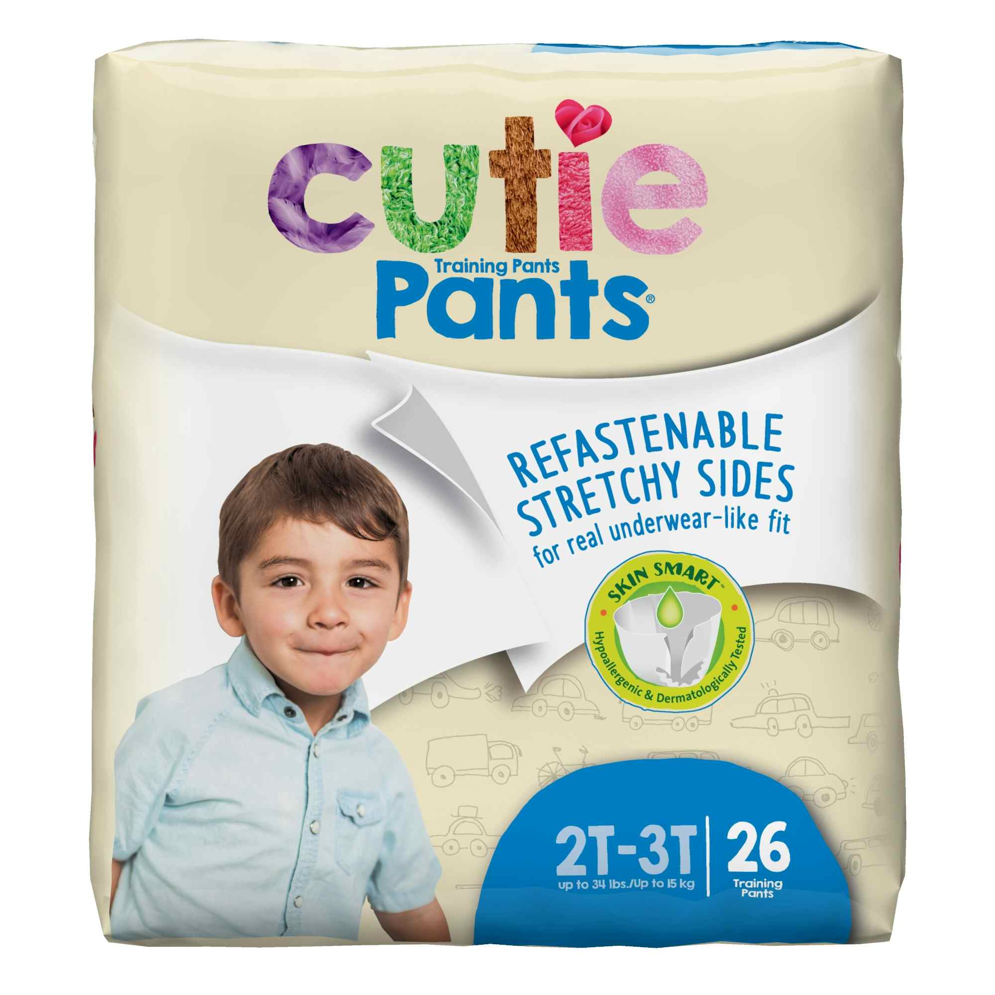 Cutie Pants Disposable Male Toddler Training Pants, Heavy, CR7007, Sea Animals, Size 2T-3T, Up to 34 lbs - Case of 104