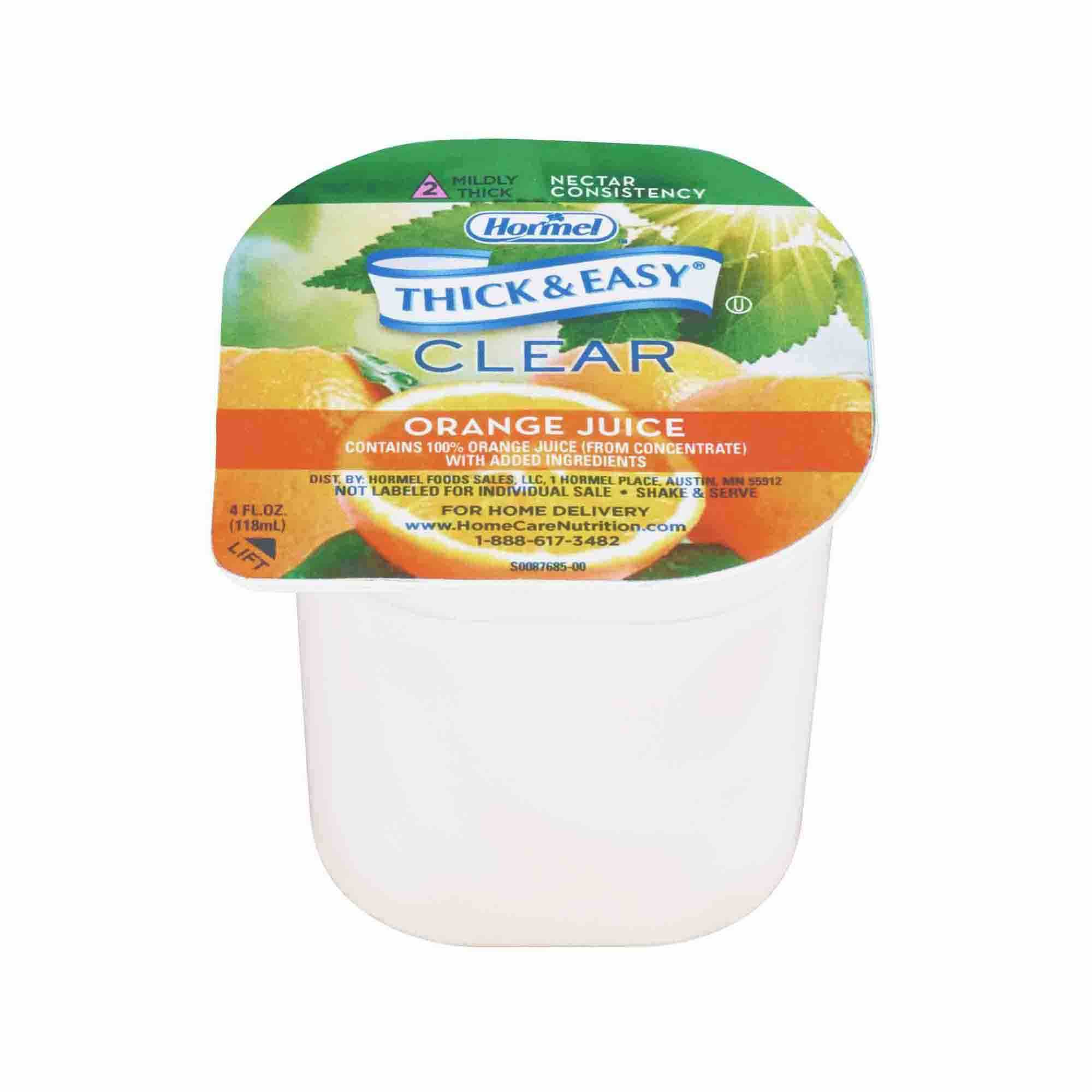 Thick & Easy Ready to Use Thickened Beverage, Orange Juice Flavor, 4 oz., Portion Cup, 49144, Case of 24 Cups