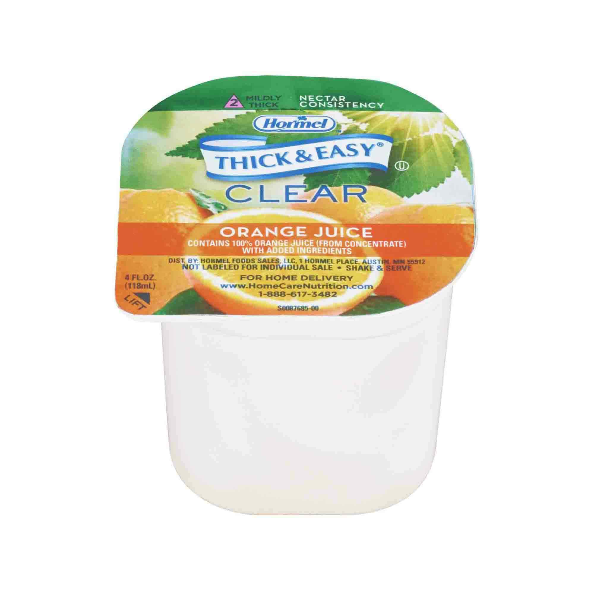 Thick & Easy Ready to Use Thickened Beverage, Orange Juice Flavor, 4 oz., Portion Cup, 49144, Case of 24 Cups