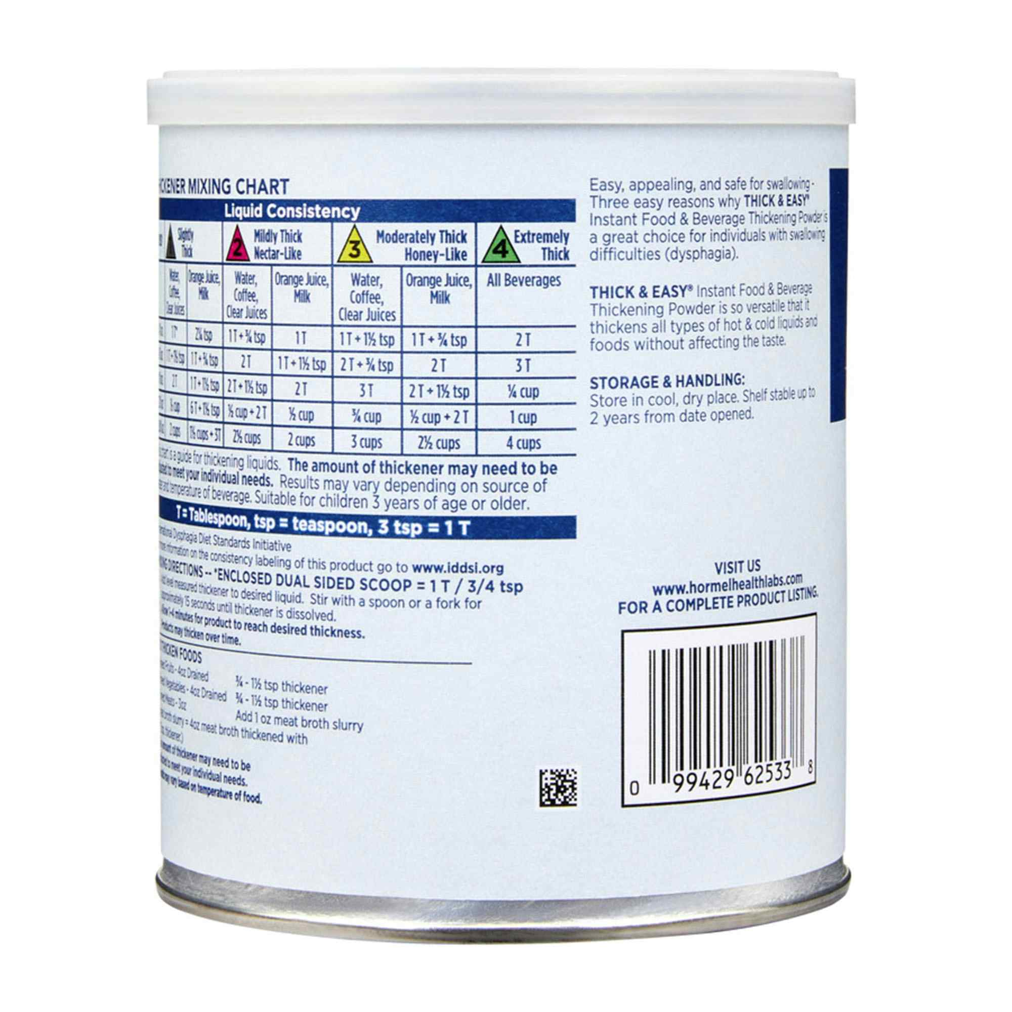 Thick & Easy Food and Beverage Thickener, 8 oz. Canister Unflavored Powder