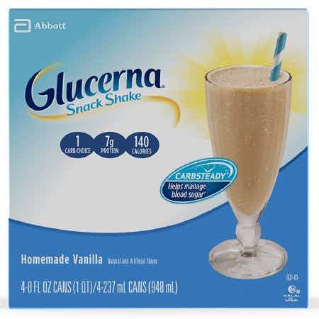 Glucerna Ready to Use Oral Supplement Shake, Can, Homemade Vanilla Flavor, 8 oz. , 59856, 4 Cans