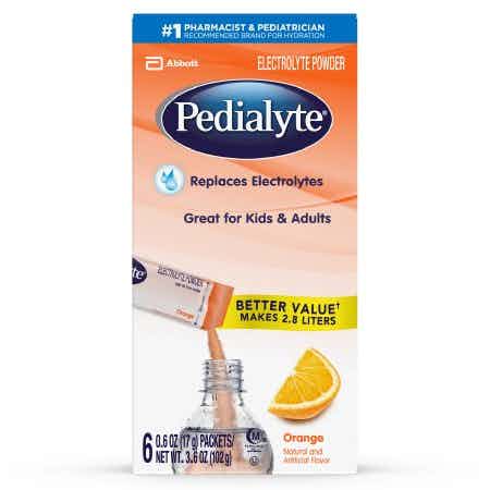 Pedialyte Pediatric Oral Electrolyte Solution Powder, Orange Flavor, 17 Gram, Individual Packet, 64177, 6 Packets