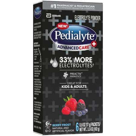 Pedialyte AdvancedCare Pediatric Oral Electrolyte Solution Plus Powder, Berry Frost Flavor, 17 Gram, Individual Packet, 66969, 6 Packets