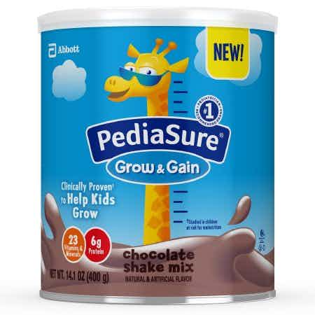 PediaSure Grow & Gain Pediatric Oral Supplement Shake Mix Powder, Chocolate Flavor, 14.1 oz., Can , 66960, Case of 6 Cans