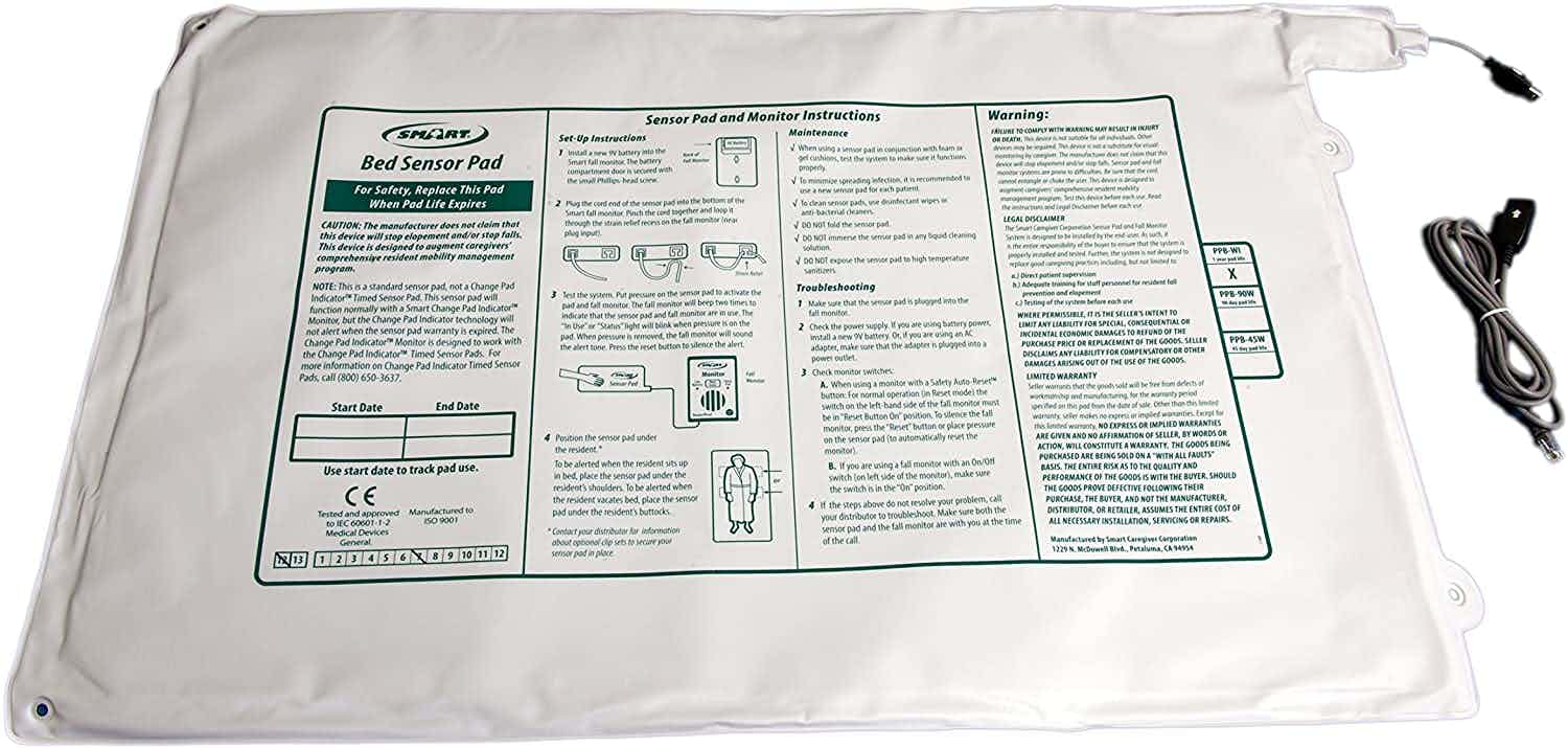 Smart Caregiver Bed Alert Sensor Pressure Pad, PPB-WI, 20 X 30" - 1 Pad