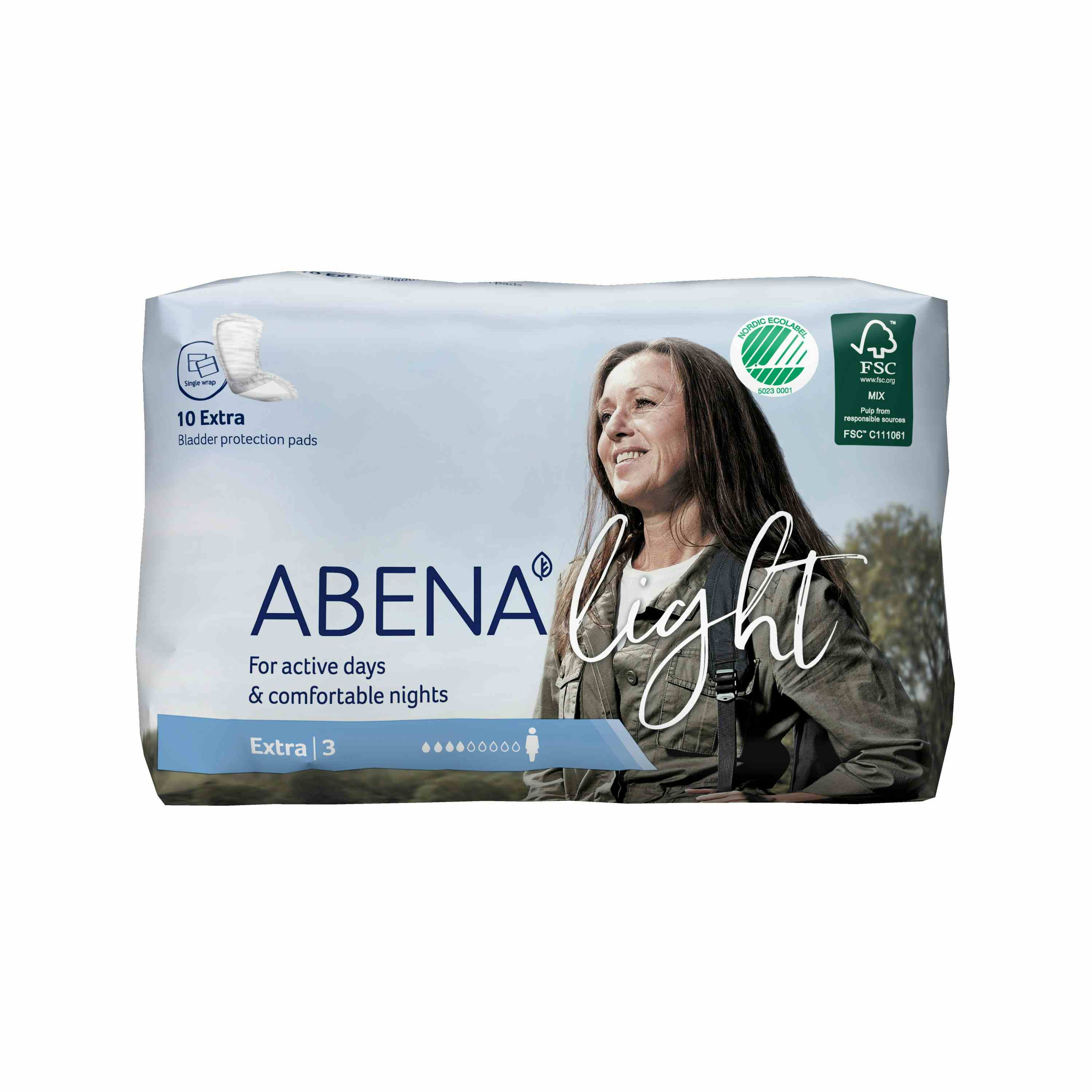Abena Light Extra Disposable Unisex Adult Bladder Control Pad, Moderate Absorbency, 1000017158, One Size Fits Most -  Case of 200 Pads (20 Bags)