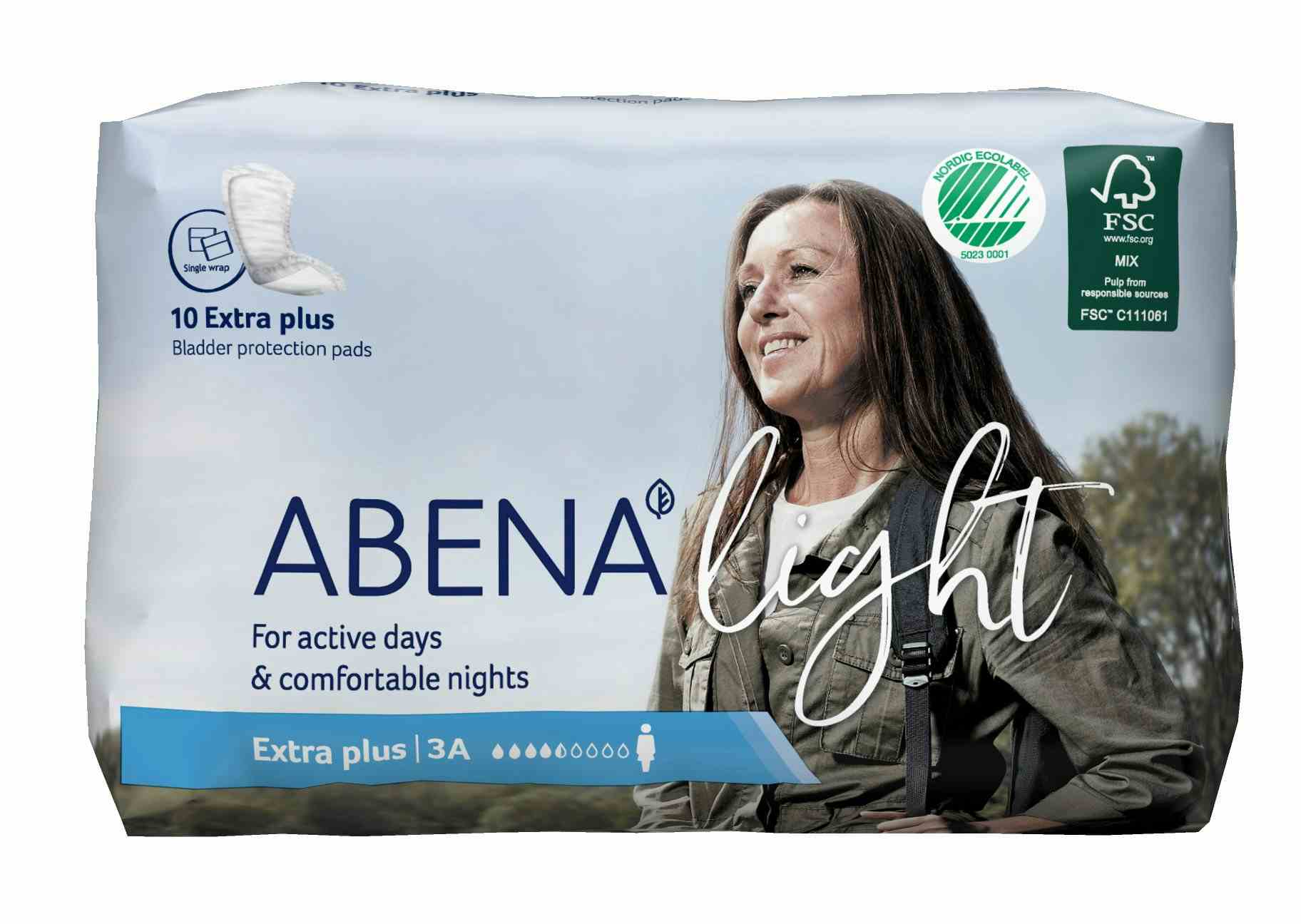 Abena Light Extra Plus Disposable Unisex Adult Bladder Control Pad, Moderate Absorbency, 1000017159, One Size Fits Most -  Case of 200 Pads (20 Bags)
