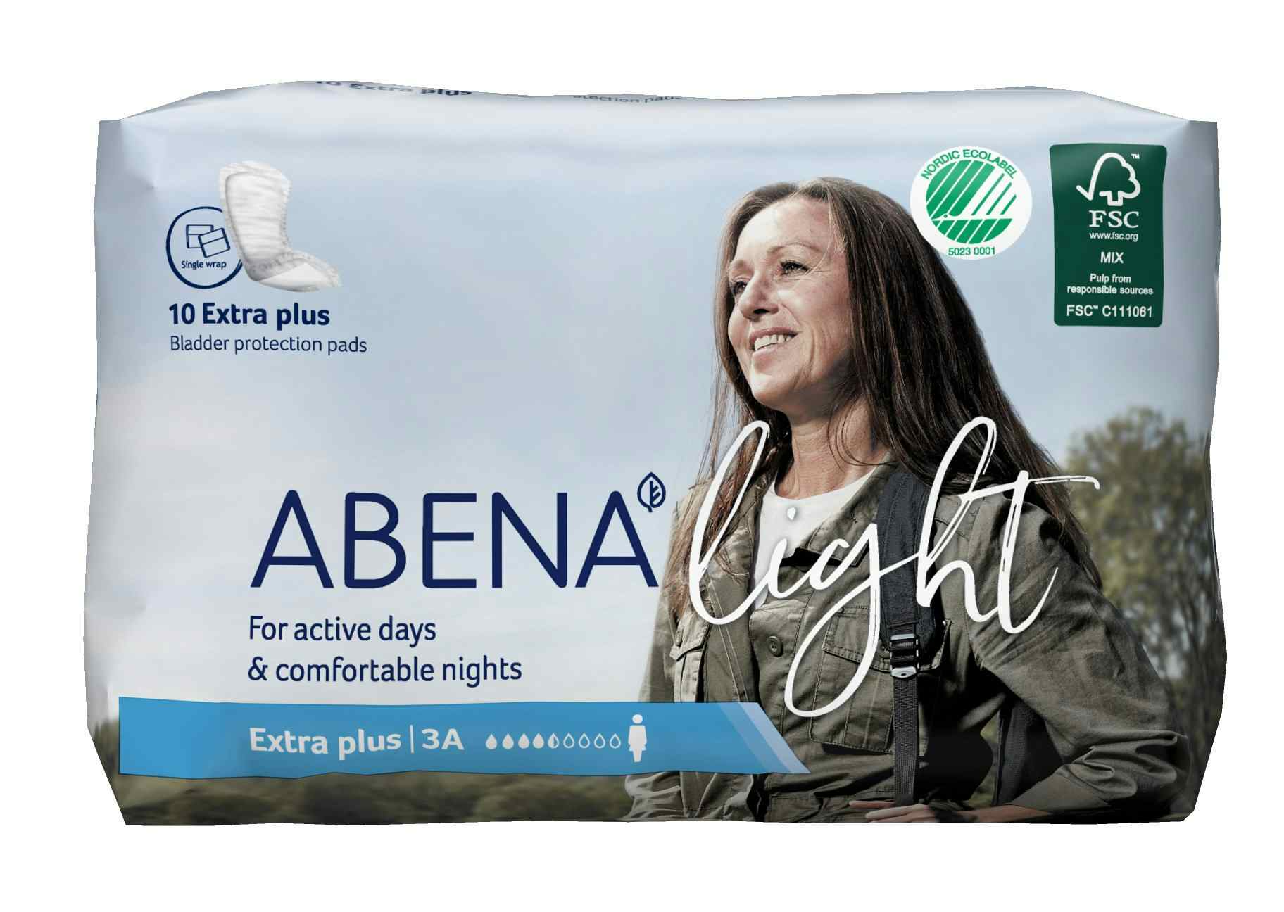 Abena Light Extra Plus Disposable Unisex Adult Bladder Control Pad, Moderate Absorbency, 1000017159, One Size Fits Most -  Bag of 10