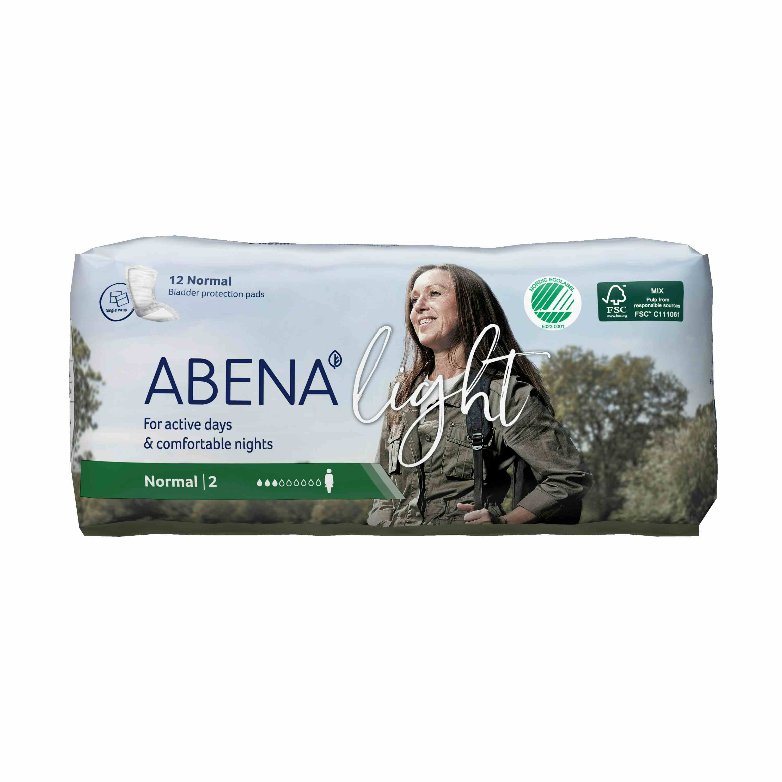 Abena Light Normal Disposable Unisex Adult Bladder Control Pad, Light Absorbency, 1000017157, One Size Fits Most -  Case of 144 Pads (12 Bags)