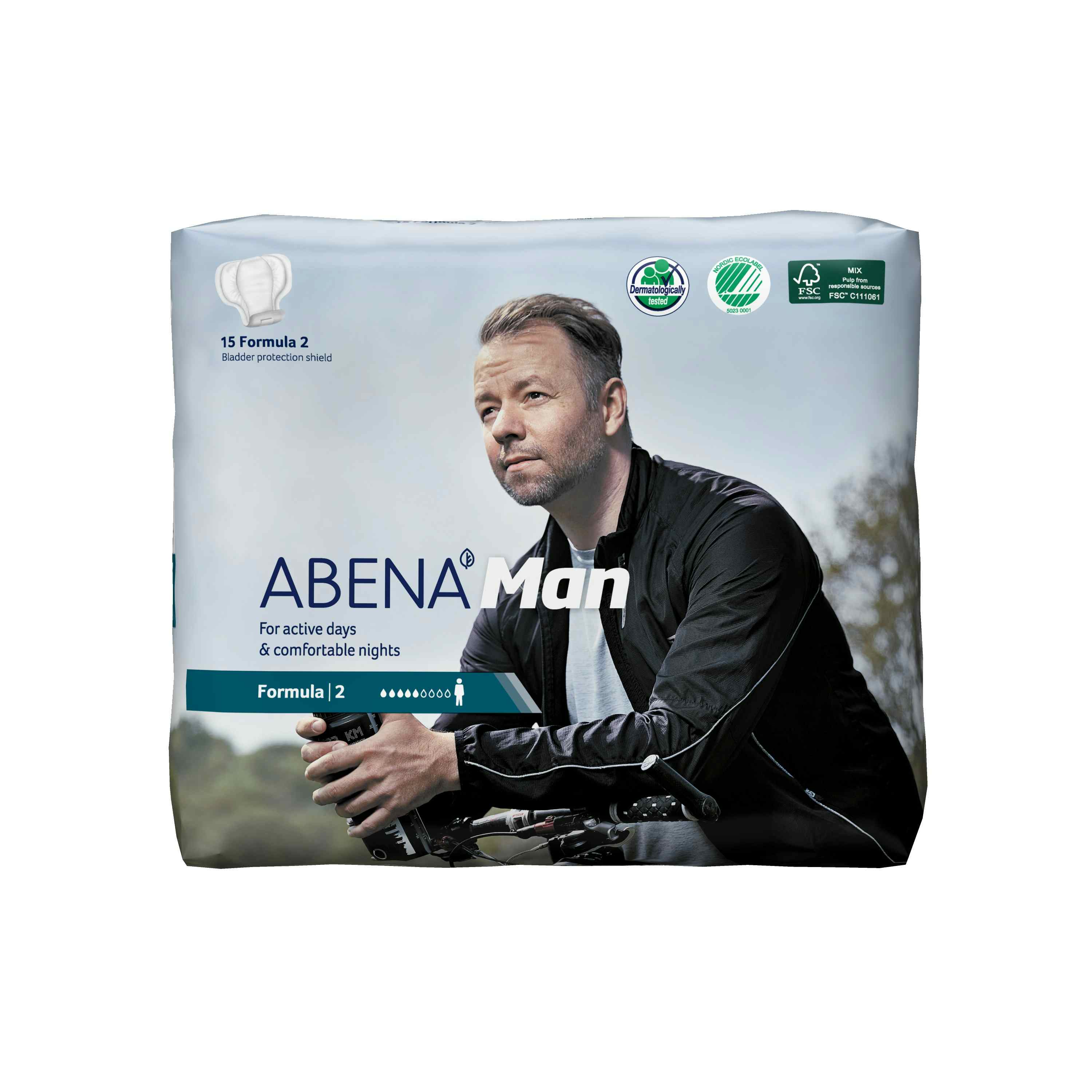  Abena-Man Adult Male Disposable Bladder Control Pad, Light Absorbency, 1000017163, Formula 2 (11") - Case of 180 Pads (12 Bags)