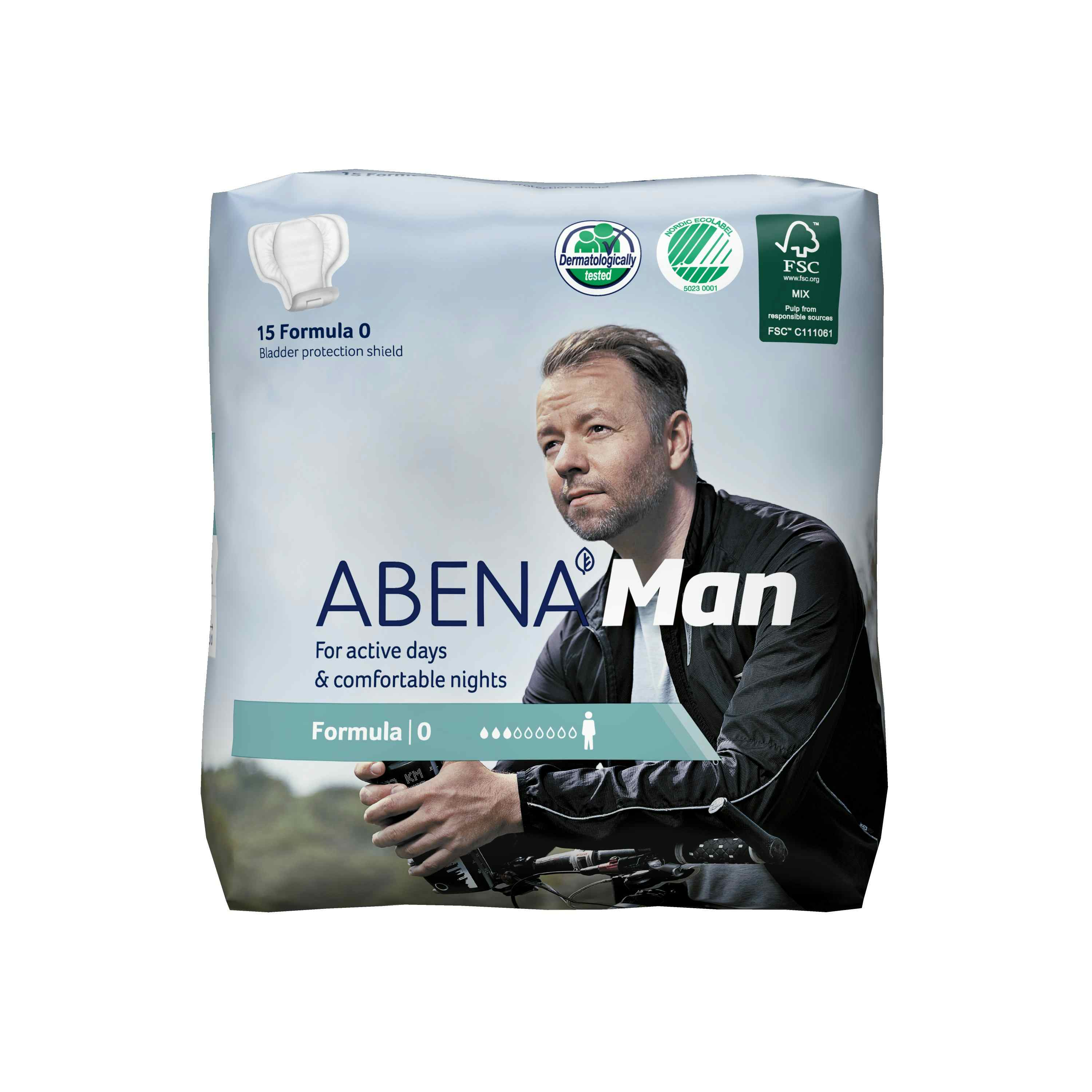  Abena-Man Adult Male Disposable Bladder Control Pad, Light Absorbency, 1000017161, Formula 0 (9") - Case of 240 Pads (16 Bags)
