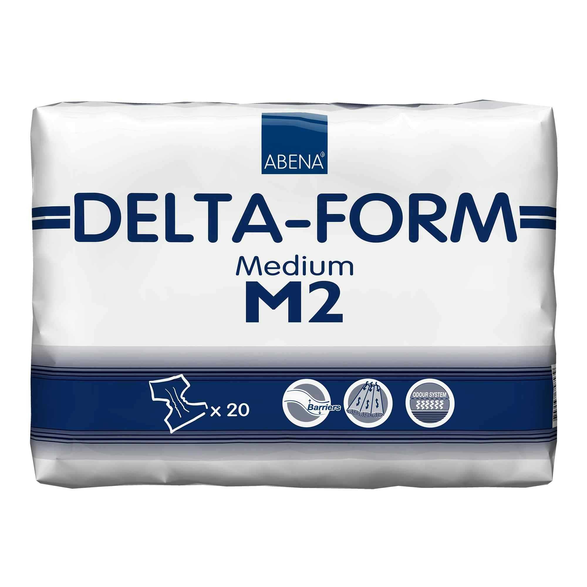 Abena Delta-Form Unisex Disposable Adult Diaper with Tabs, Moderate Absorbency, 308862, Blue - Medium (28-40") - Case of 80 Diapers (4 Bags)
