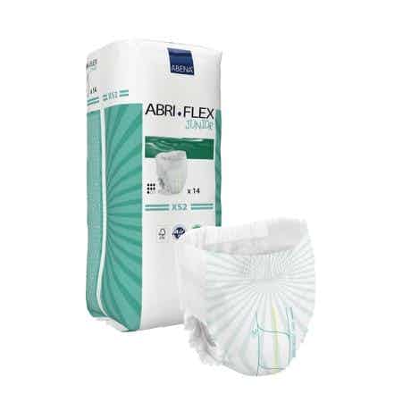 Abri-Flex Junior Unisex Youth Disposable Pull On Diapers with Tear Away Seams, Moderate Absorbency, 1000018730, 2X-Small (22-31") - Case of 84 Diapers (6 Bags)