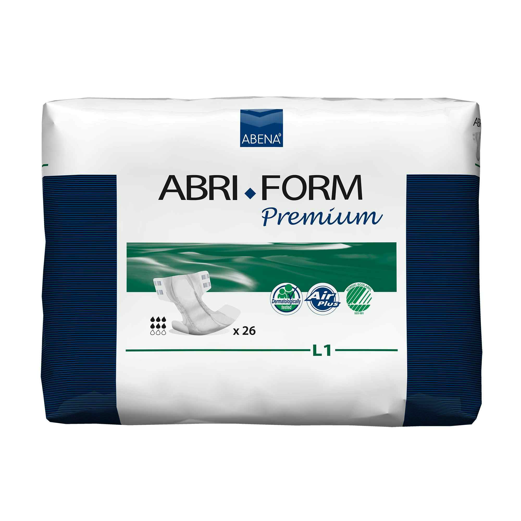 Abri-Form Premium L1 Unisex Adult Disposable Diaper with tabs, Heavy Absorbency, 43066, Large (40-60") - Case of 104 Diapers (4 Bags) 