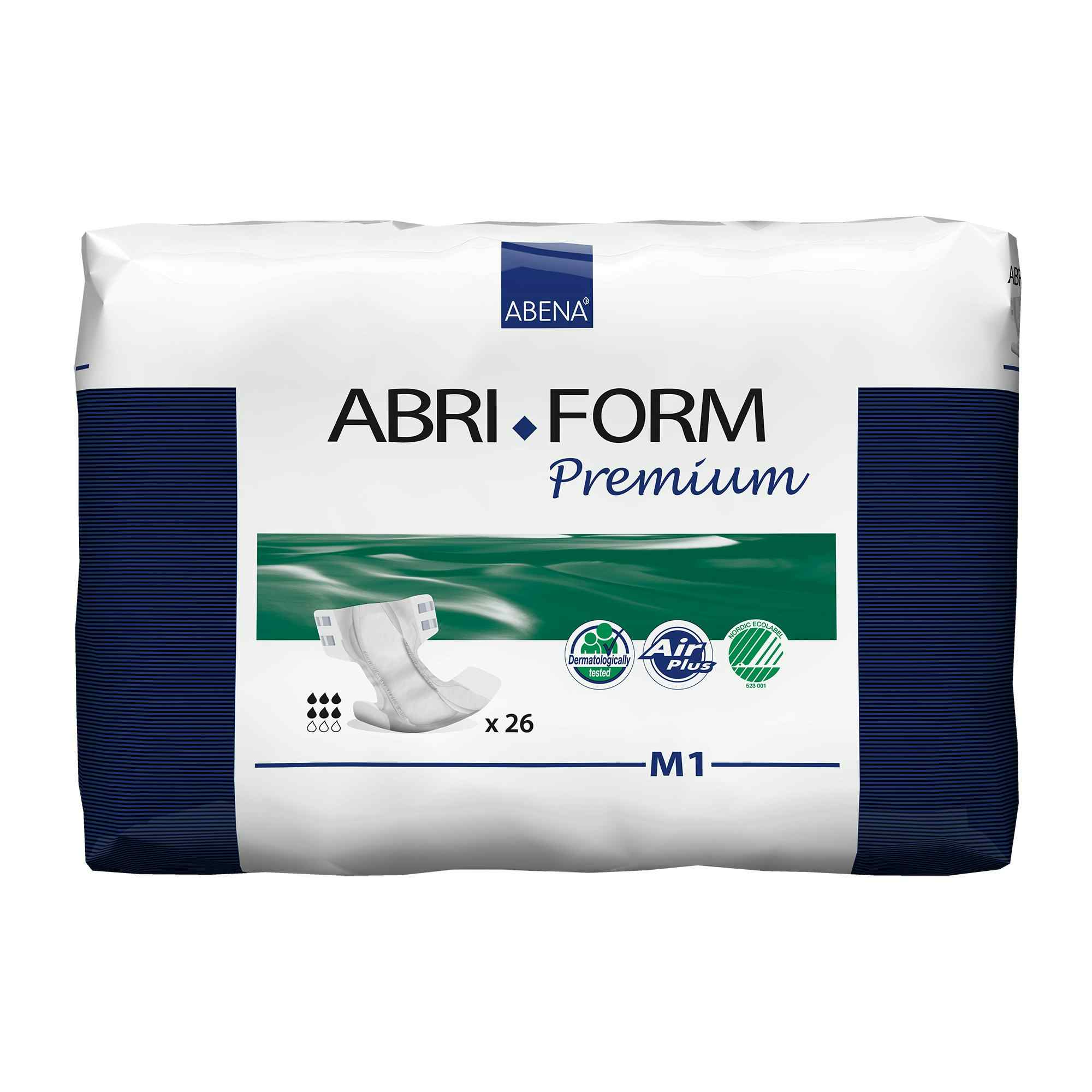 Abri-Form Premium M1 Unisex Adult Disposable Diaper with tabs, Moderate Absorbency, 43061, Medium (28-44") - Case of 104 Diapers (4 Bags)