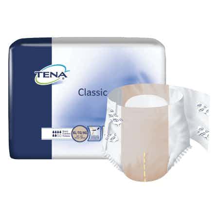 TENA Classic Unisex Adult Disposable Diaper, Moderate Absorbency, 67750, Beige - X-Large (60-64") - Case of 100 (4 Bags)