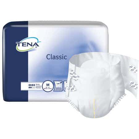 TENA Classic Unisex Adult Disposable Diaper, Moderate Absorbency, 67720, White - Medium (34-47") - Case of 100 Diapers (4 Bags)