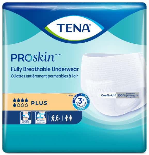 TENA Plus Unisex Adult Pull On Disposable Diaper with Tear Away Seams, Moderate Absorbency, 72632, Medium (34-44") - Pack of 20
