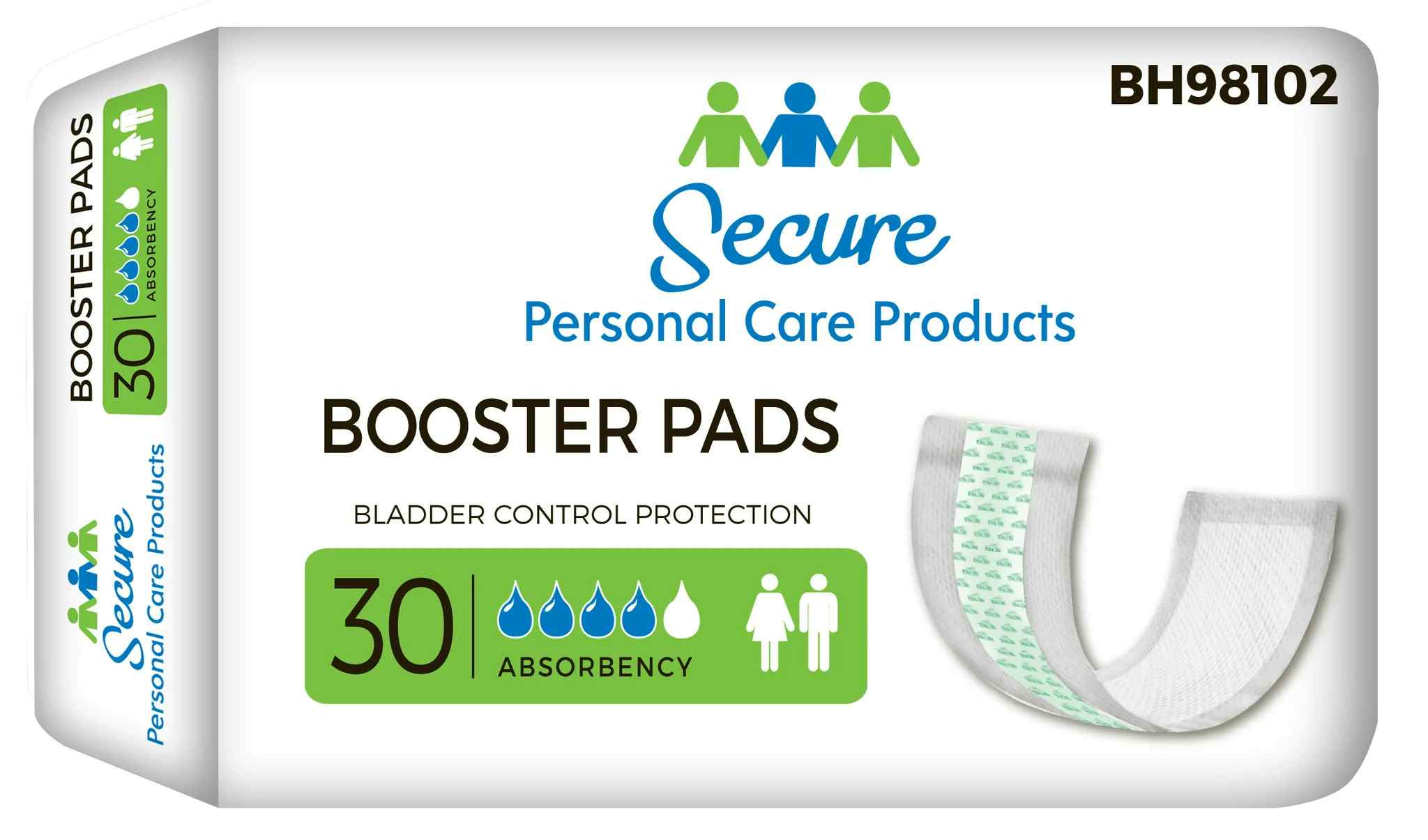 Secure Personal Care Products Duo Booster Pads, Maximum Absorbency, BH98102, Bag of 30