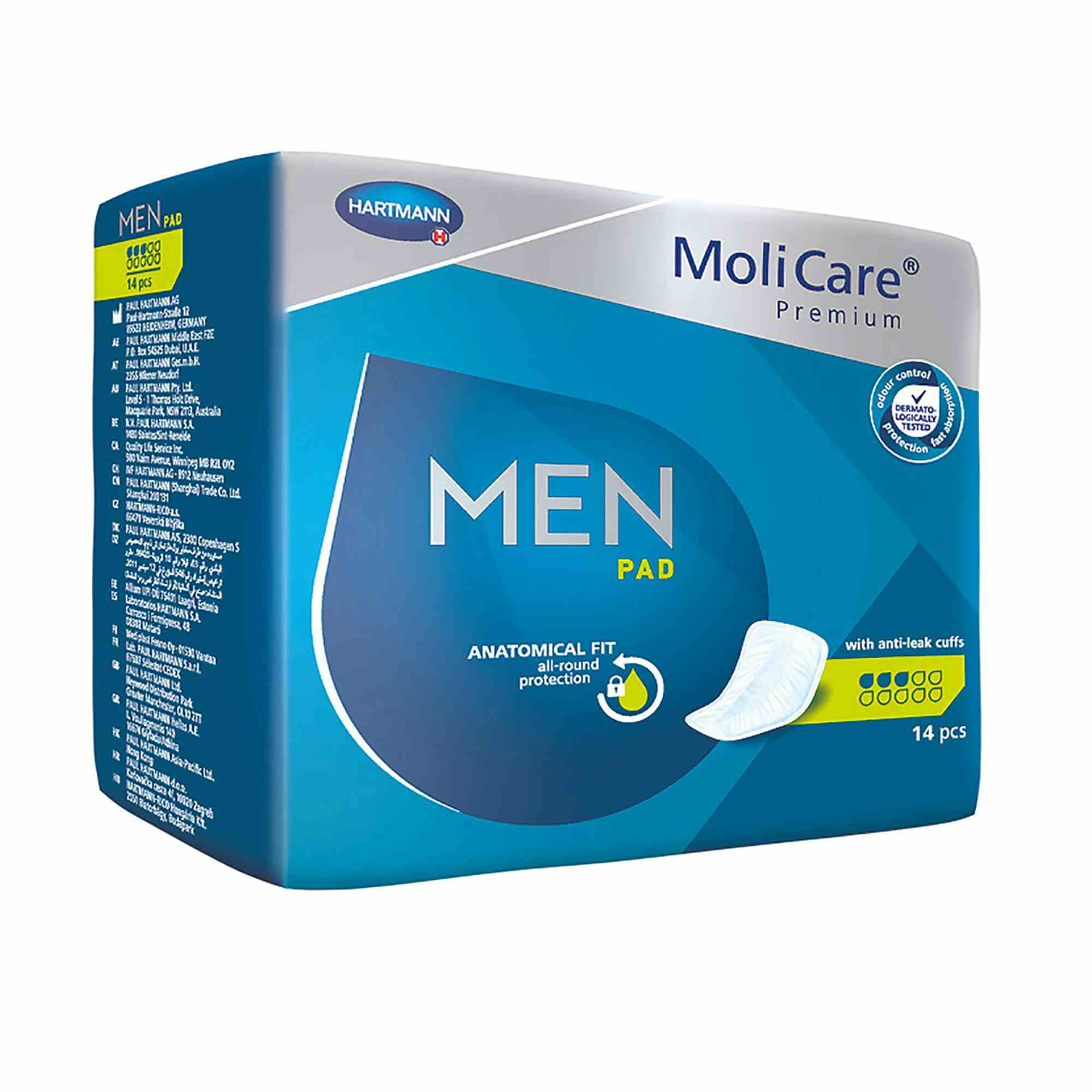 MoliCare Premium Men's Bladder Control Pad, Light Absorbency, 168603, One Size Fits Most - Case of 112 (8 Bags)