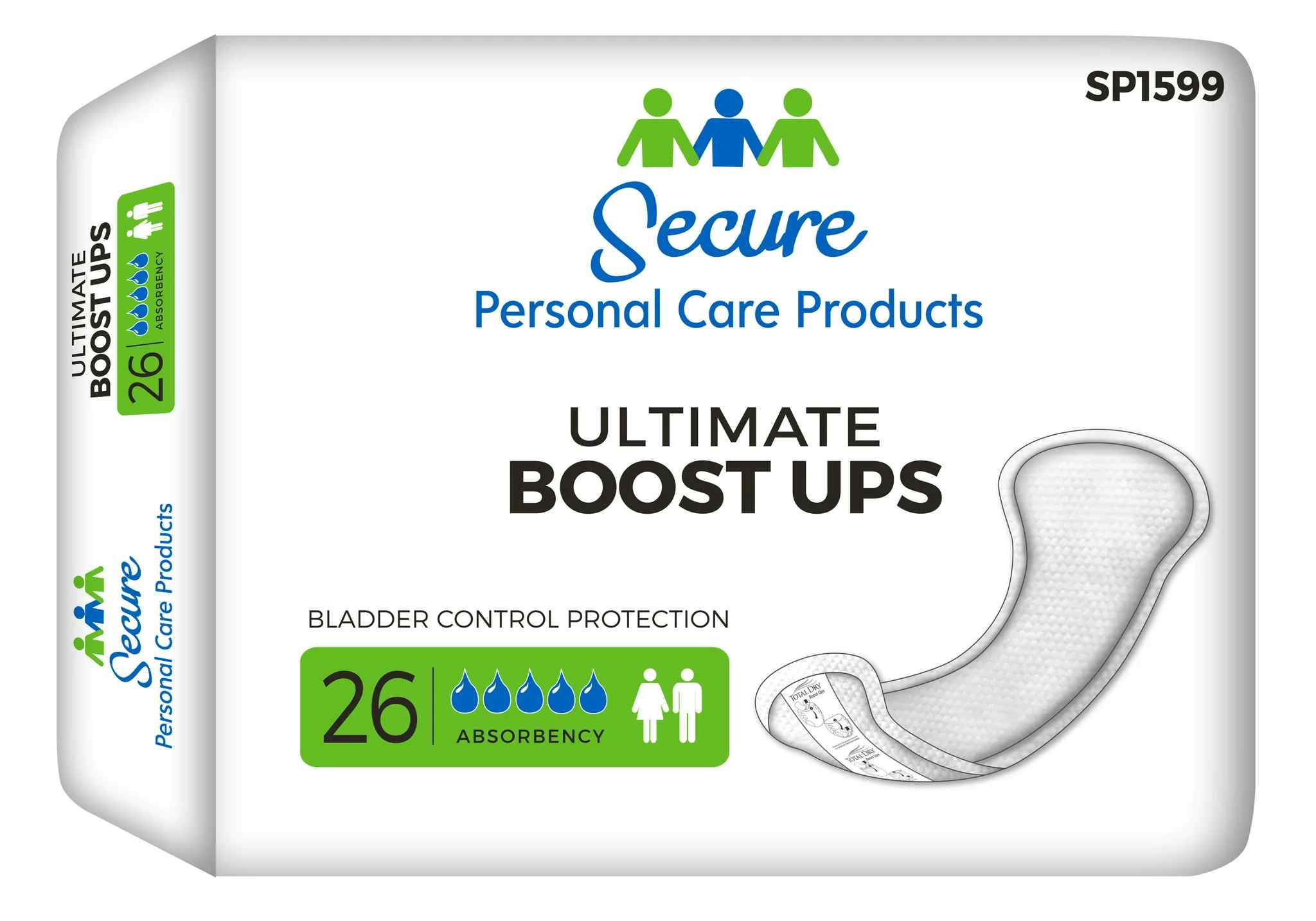 Secure Personal Care Products Ultimate Boost Ups Bladder Control Pad,SP1599, Case of 104 (4 Bags)
