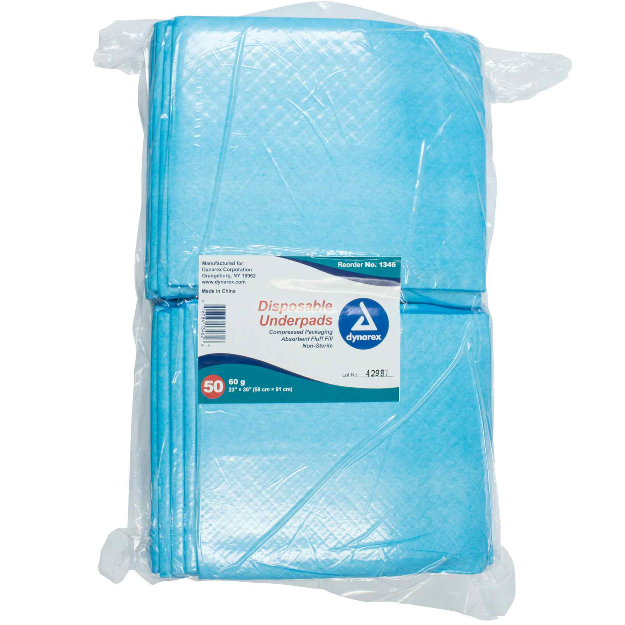 Dynarex Disposable Underpad, Light Absorbency, 1346, 23 X 36" - Case of 150